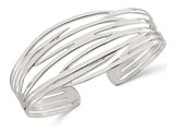 Sterling Silver Polished Multi-strand Cuff Bangle Bracelet
